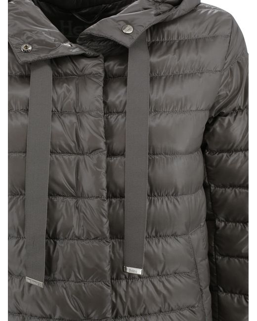 Herno Gray Quilted Hooded Drawstring Puffer Jacket