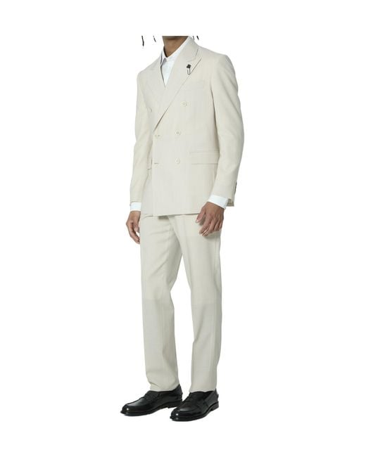 Lardini White Feeling Double-Breasted Suit for men