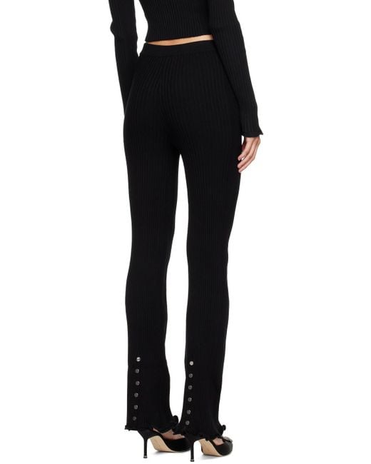 Rabanne Black Ribbed Knit Flared Trousers