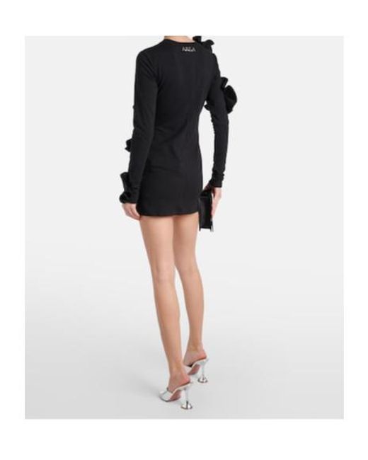 Area Black Cotton-Blend Mini Dress