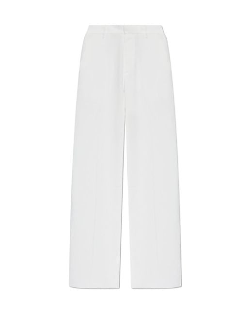 DSquared² White Logo Plaque Wide-Leg Trousers