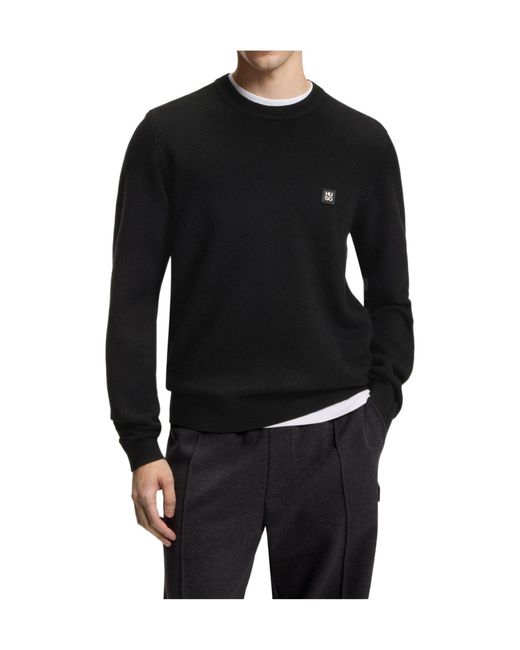 Boss Black Crew Neck Wool Jumper for men
