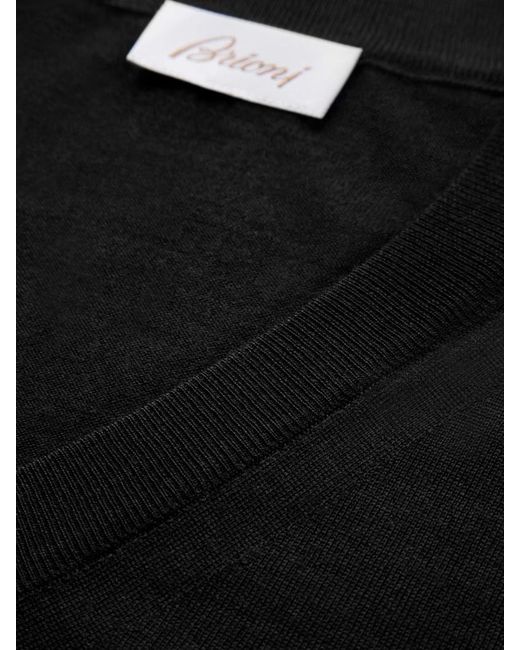 Brioni Black Long-Sleeve V-Neck Sweater for men