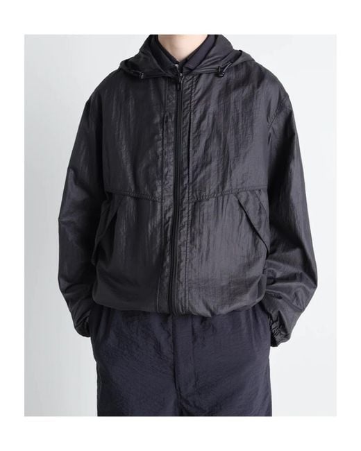 Lemaire Black Hooded Zipped Windbreaker for men