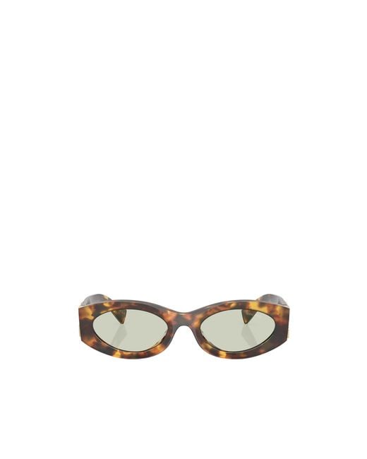 Miu Miu White Eyewear Oval Frame Sunglasses
