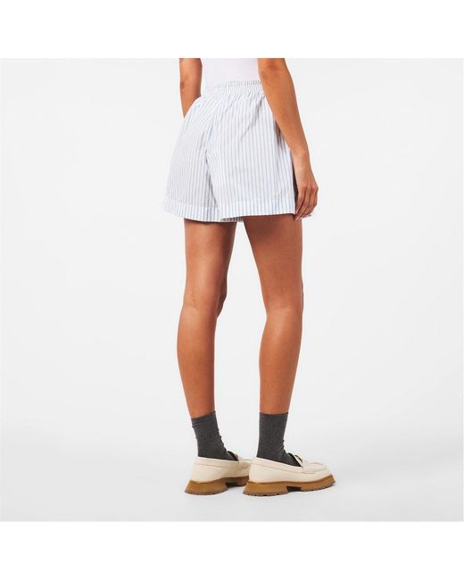 Moncler White Logo Striped Shorts