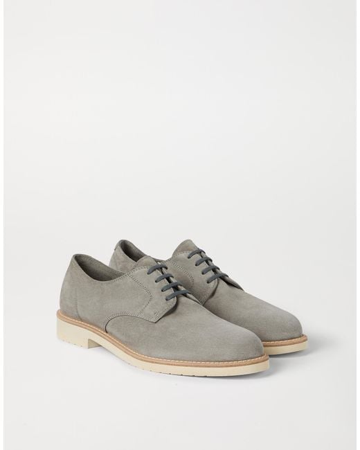 Brunello Cucinelli Gray Reversed Lightweight Lace-Up Shoes for men