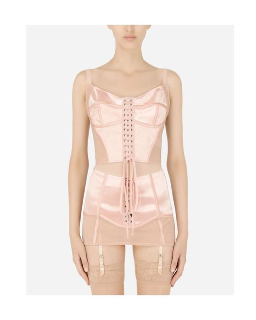 Dolce & Gabbana Pink Lace-Up Bodice Bra