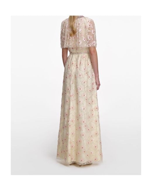 Self-Portrait Natural Floral Embellished Maxi Dress