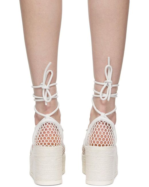 Bottega Veneta White Net-Detail Wedge Sandals