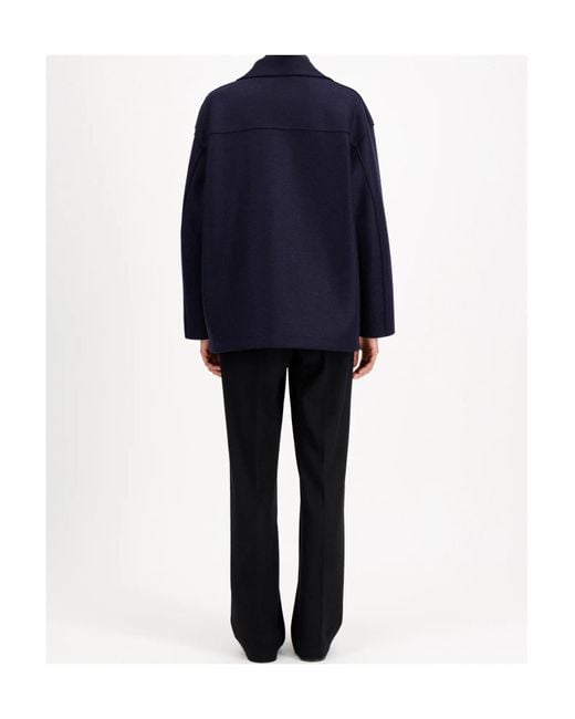 Harris Wharf London Blue Oversized Peacoat Pressed Wool