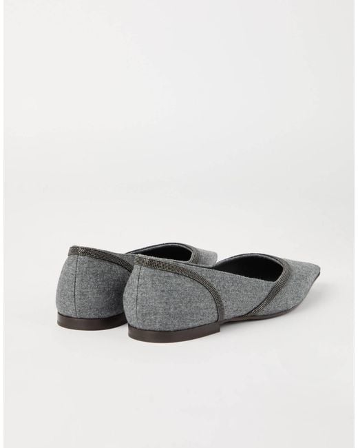 Brunello Cucinelli Gray Flannel Ballet Flats