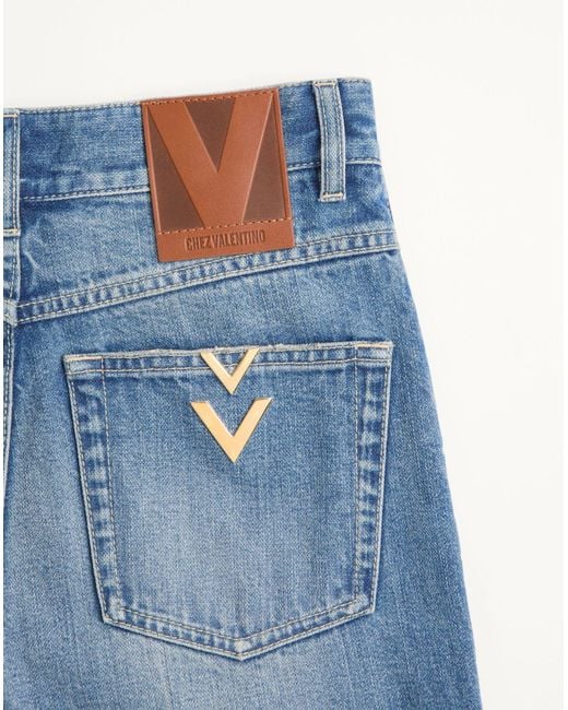 Valentino Blue Button Detailed Flared Jeans
