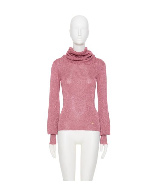 Valentino Red Logo Plaque Turtleneck Jumper