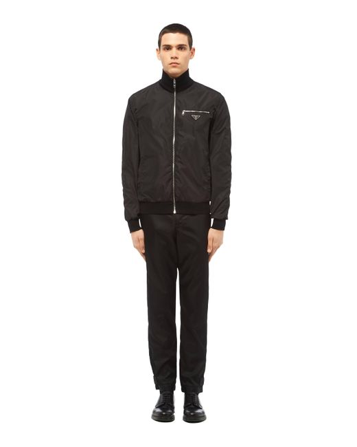 Prada Black Logo Plaque Reversible Jacket for men
