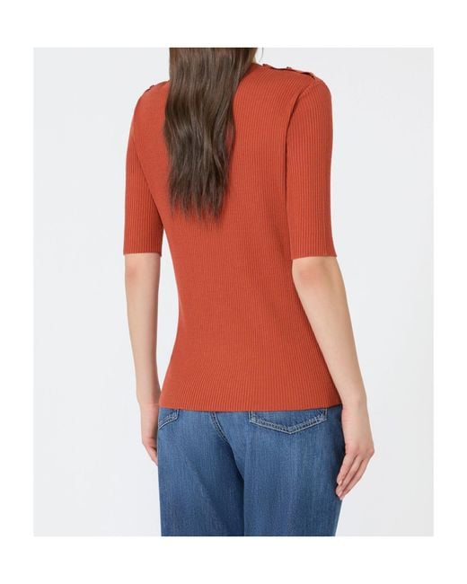 Max Mara Orange Riviera Ribbed Knitted Top