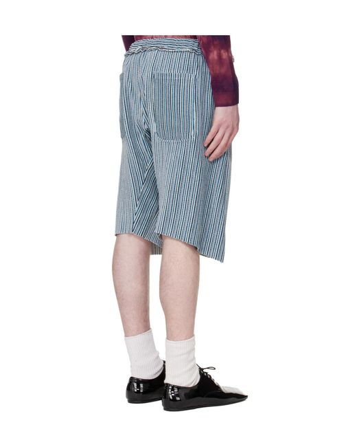 Edward Cuming Blue Striped Shorts for men