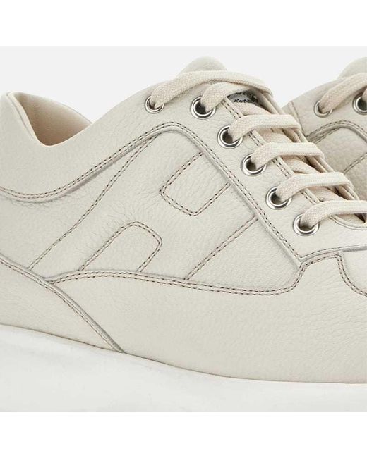 Hogan White Interactive Logo Embossed Sneakers