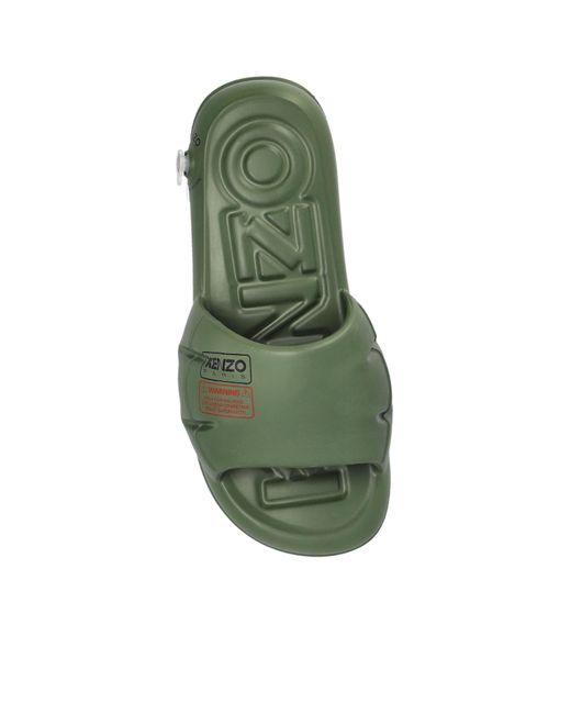 KENZO Green Logo Embossed Slides for men