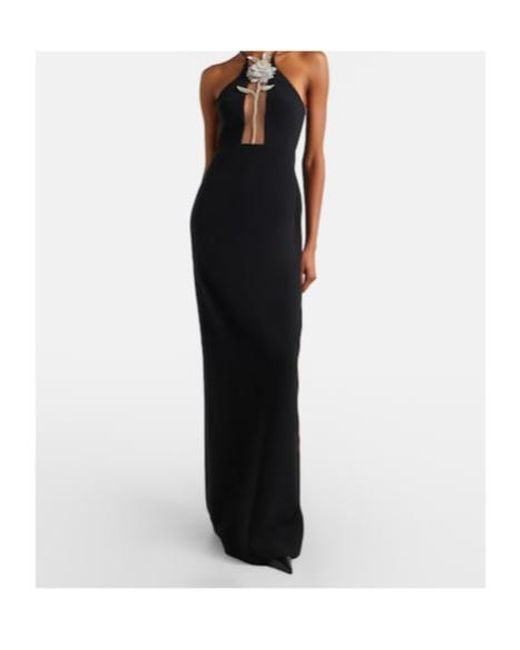 David Koma Black Embellished Halterneck Gown
