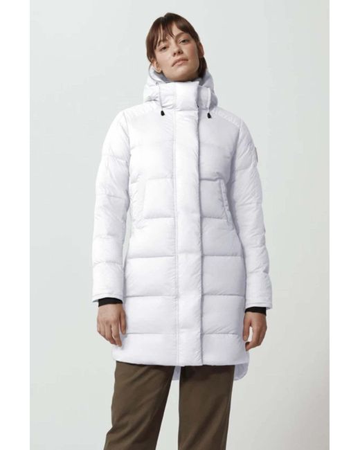 Canada Goose White Alliston Logo-Patch Padded Coat