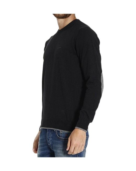 Armani Jeans Black Round-Necked Logo Pullover for men