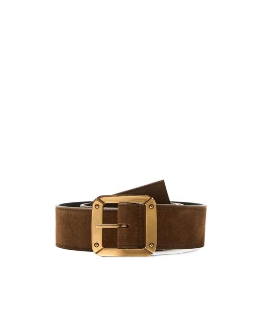 Acne Brown Square-Buckle Leather Belt for men