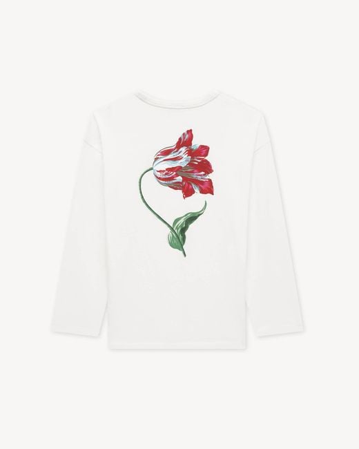 KENZO White Tulip Long Sleeves Relax T-Shirt