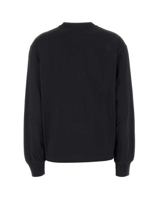 Ganni Black Basic Cotton Long Sleeve T-Shirt With Flower Print