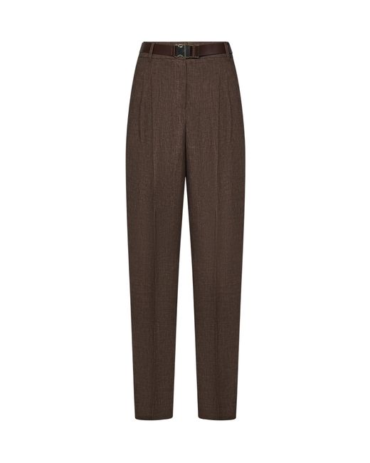 Max Mara Brown Studio Belted Wide Leg Trousers