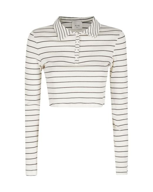 Alysi White Striped Polo Shirt
