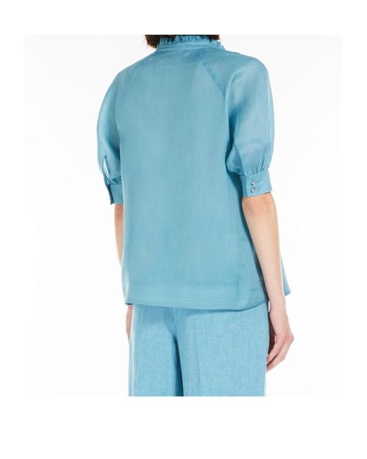 Max Mara Blue Studio Orvieto V-Neck Short-Sleeved Top