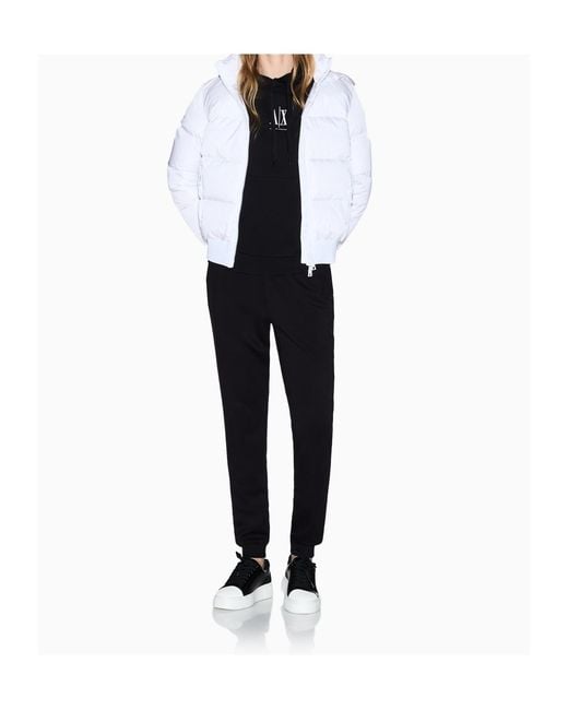 ARMANI EXCHANGE White Zip-Up Puffer Jacket