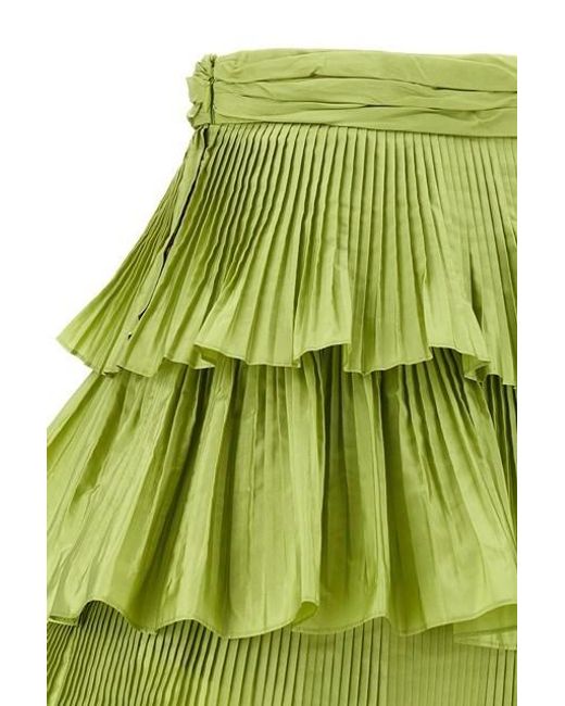 Valentino Green Ruffled Lettuce Hem Mini Skirt