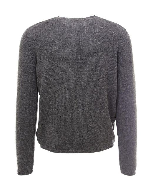 Prada Gray Crewneck Knitted Jumper for men