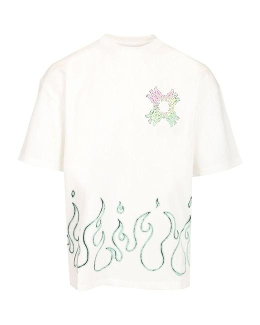 Amiri White Flame Graphic Oversized T-Shirt for men