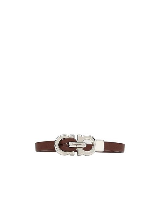Ferragamo White Ferragamo Logo-Embossed Double Gancio Bracelet for men