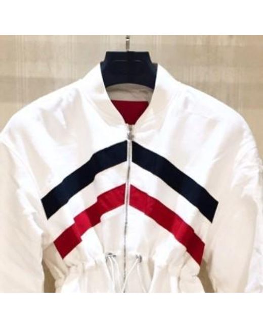 Moncler White Striped Flared Casual Jacket