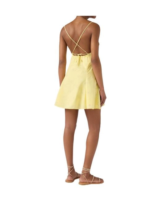 Mc2 Saint Barth Yellow Marge Floral-Embroidered Mini Dress