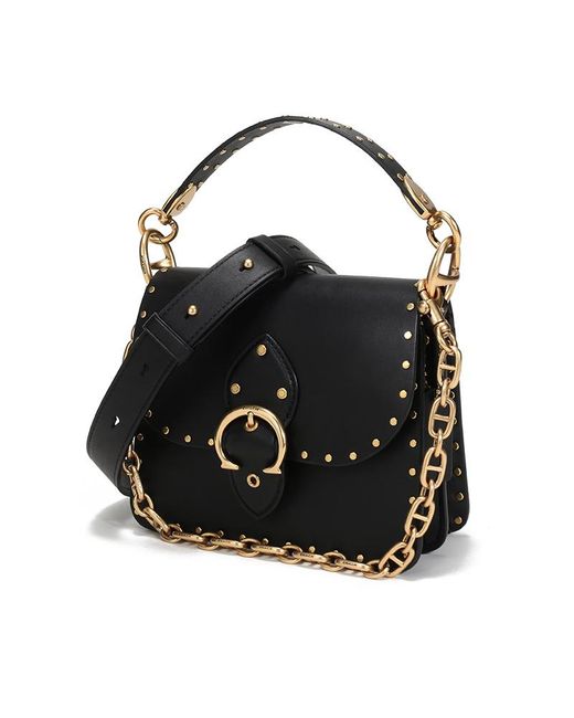 COACH Rivet Detail Shoulder Bag in Black | Lyst