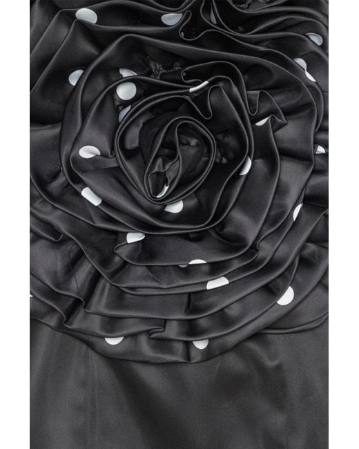 ROTATE BIRGER CHRISTENSEN Black Ruffled One-Shoulder Dress