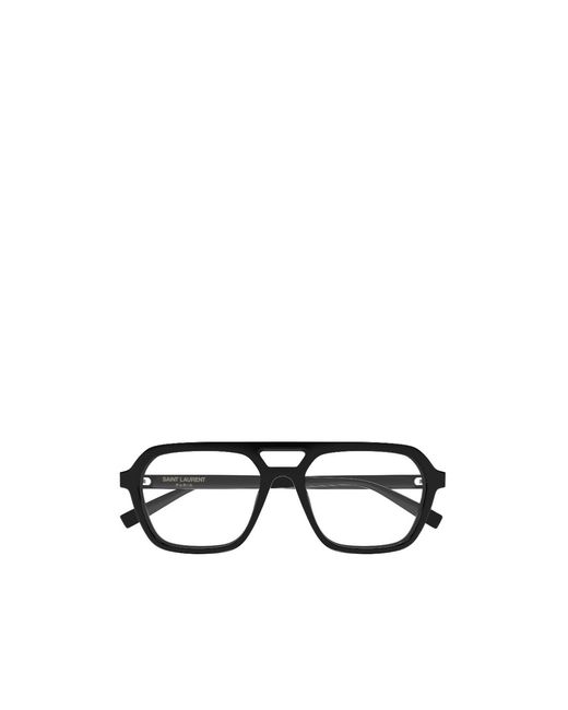 Saint Laurent White Eyewear Pilot Frame Glasses for men