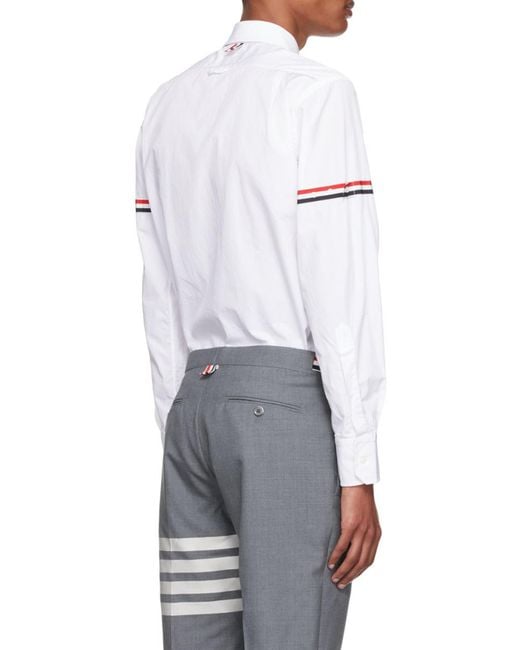 Thom Browne White Rwb Striped Long-Sleeved Shirt for men
