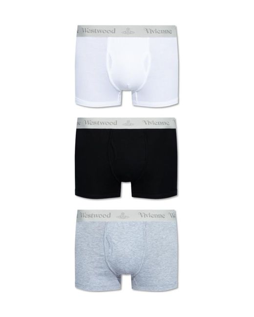 Vivienne Westwood White Three Pack Logo Waistband Boxers for men