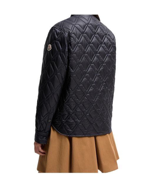 Moncler Blue Logo Patch Quilted Overshirt