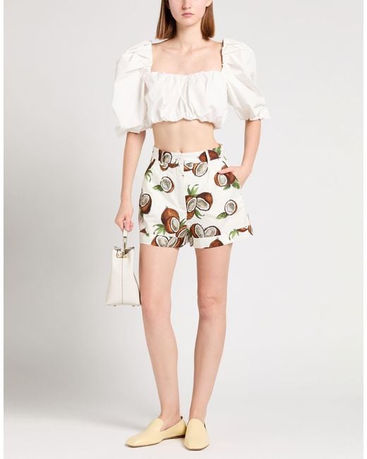 Dolce & Gabbana White Floral Print Shorts