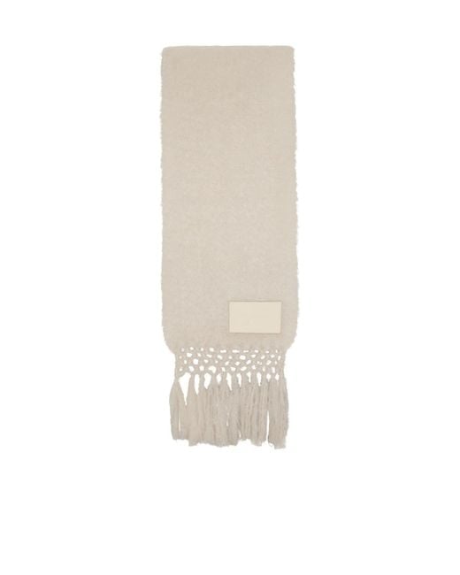 Jil Sander White Wool Blend Scarf