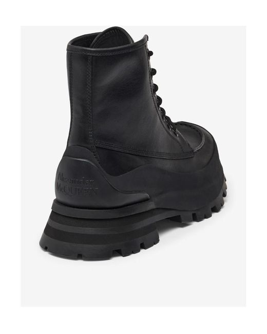 McQueen Black Lace-Up Combat Boots for men