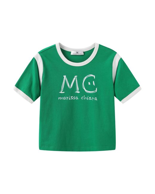 Marissa Chiara Green Crew Neck T-Shirt