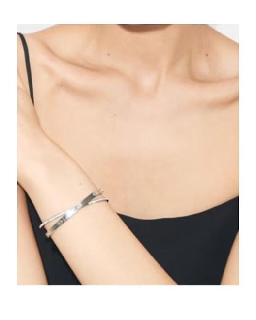 Tory Burch White Icon Pave Double Bracelet